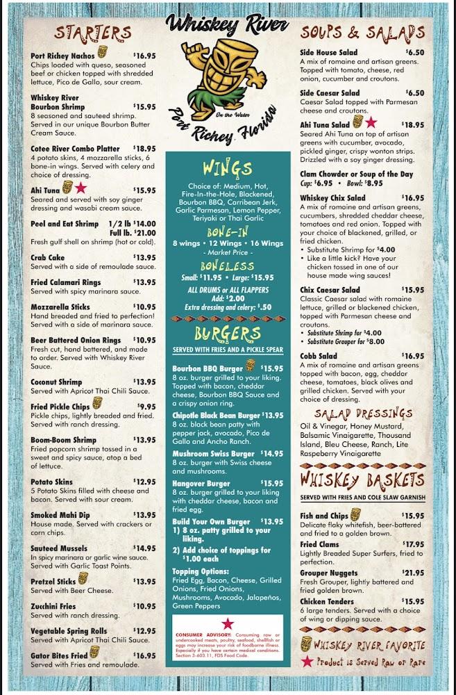 Whiskey River On The Water Menu image 1